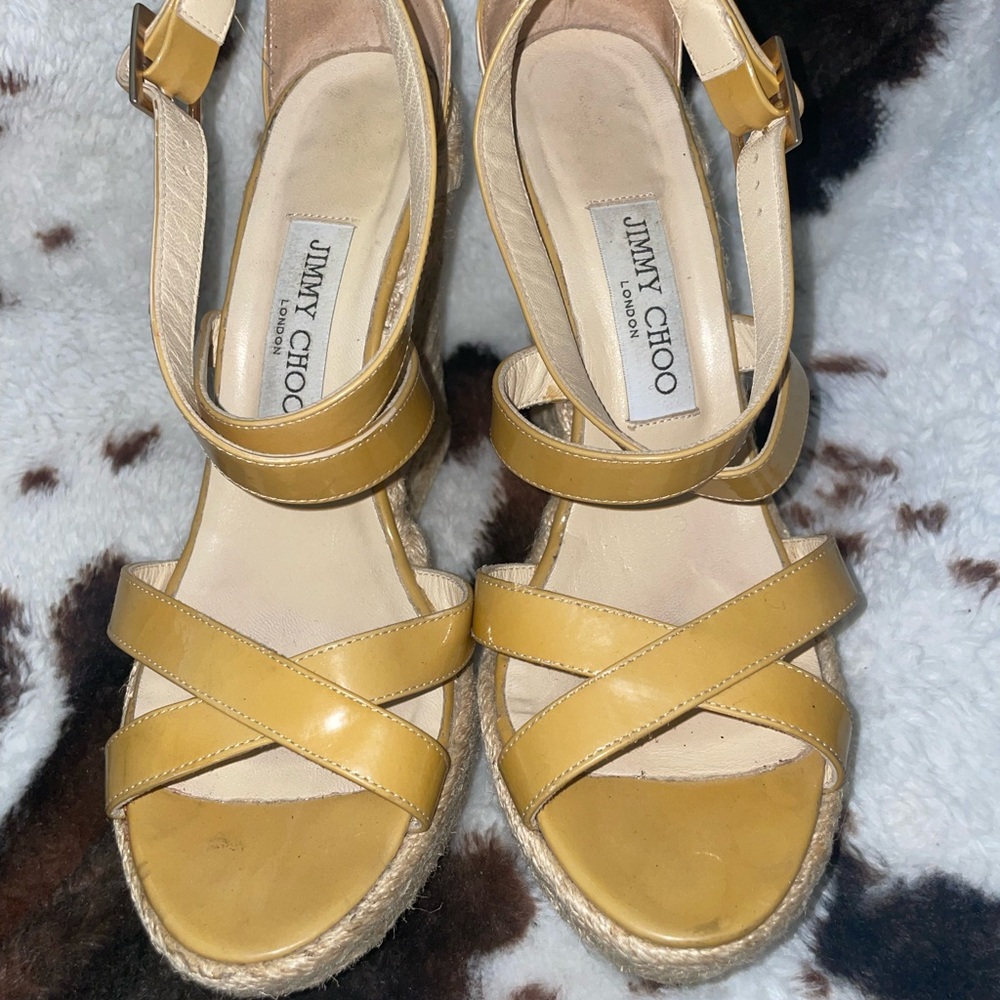 Jimmy Choo Mustard Espadrille Sandals